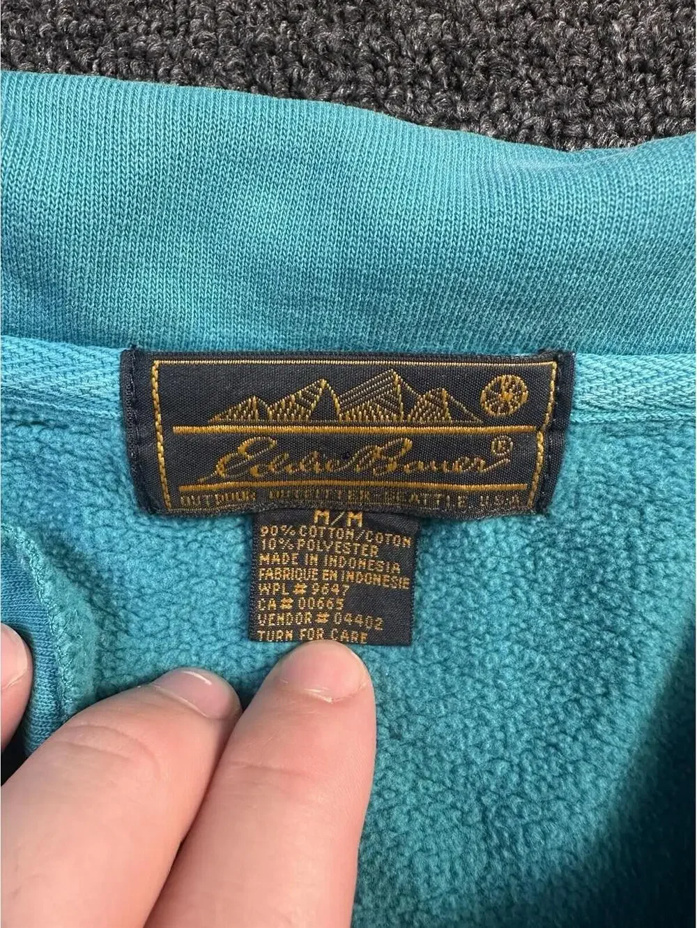 VTG Eddie Bauer 80/90s 1/4 Zip Faded Sweatshirt Turquoise M